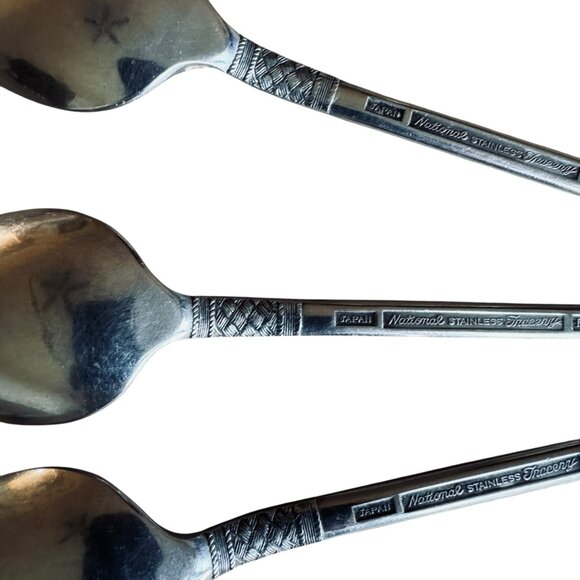 Vtg F B ROGERS Mid Century Stonehenge Stainless Flatware Place Oval Soup Spoons - Picture 6 of 13